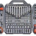 A comprehensive Crescent 180-piece professional tool set laid out, showcasing its extensive socket collection and various wrenches, ideal for car mechanics and available on Amazon.