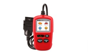 Diagnosing car trouble codes with a code reader tool.