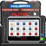 Autel MaxiCOM MK808S Scanner displaying its touchscreen interface and comprehensive diagnostic options.