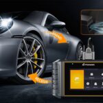 Foxwell NT710 Bidirectional Control Car Scanner connected to OBD-II port for advanced diagnostics