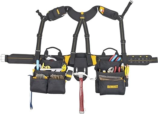 DEWALT DG5617 20-Pocket Apron Career Tool Belt for auto mechanics, showcasing multiple pockets for tool organization.